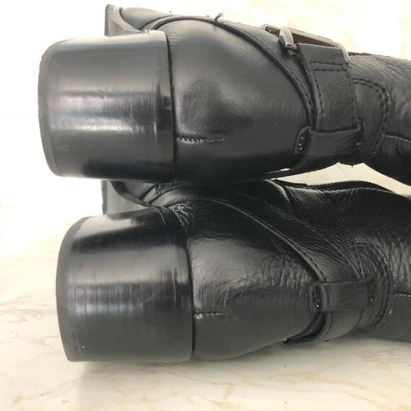 Circa Joan David Leather Tall Riding Boot Black Low block Heel Silver Accent 6.5 - Picture 11 of 15